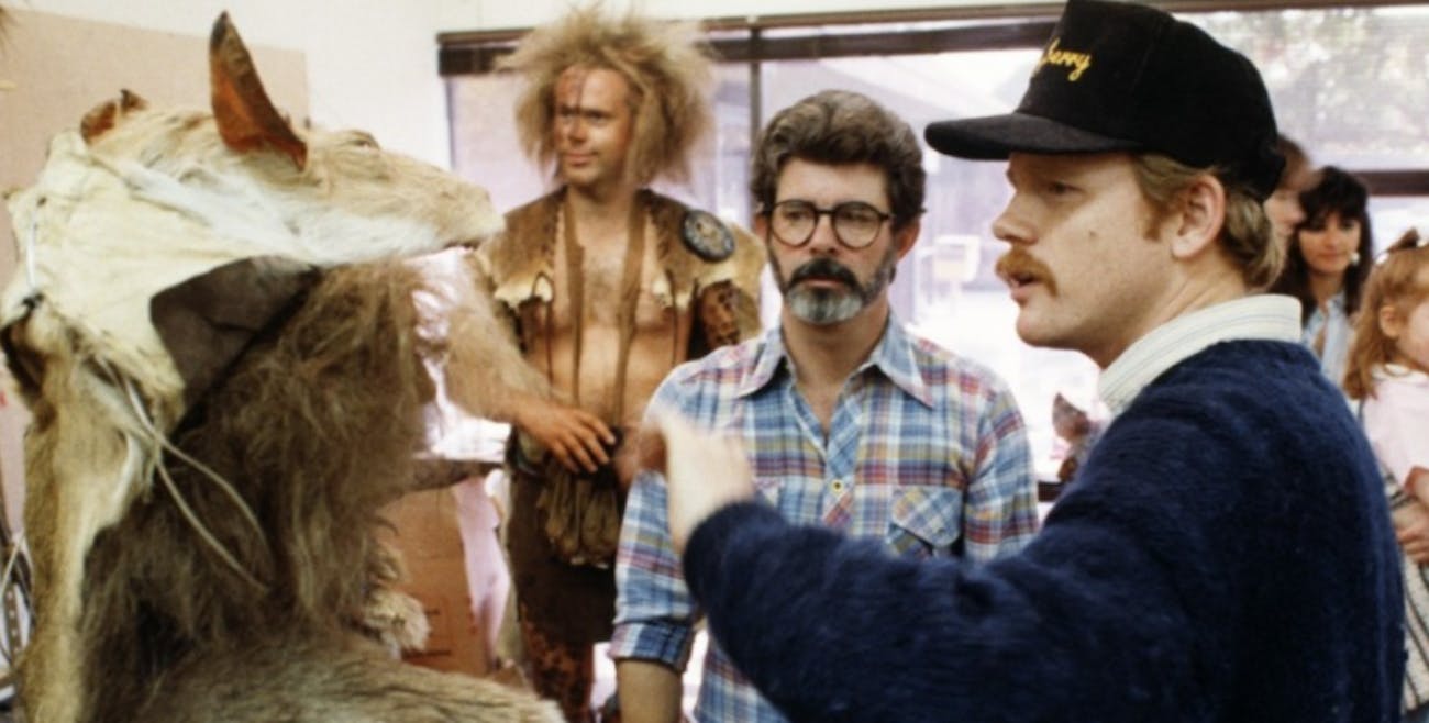 Lucas and Howard on the set of 'Willow.'
