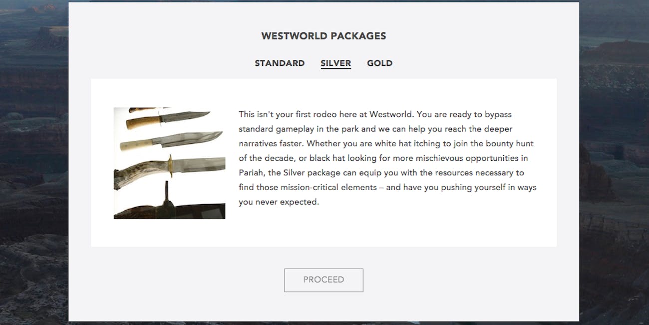 Westworld's "Silver" package.