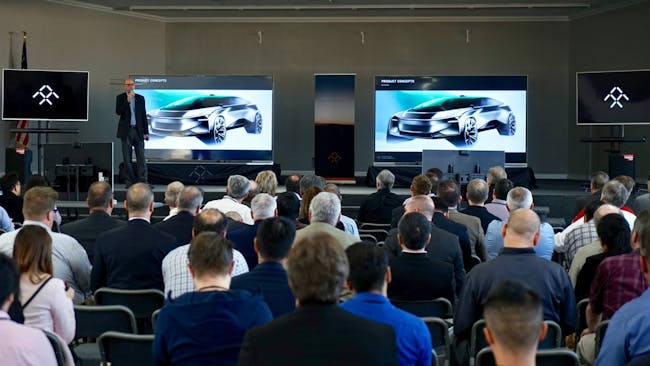 Faraday Future SVP of Product Strategy, Nick Sampson, discussing the company's next cars.