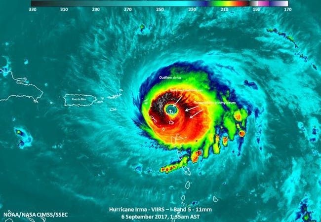nasa captures new satellite images of category 5 hurricane irma image caught by the suomi npp satellite