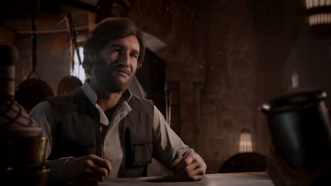 Han Solo pays a visit to Maz Kanata.
