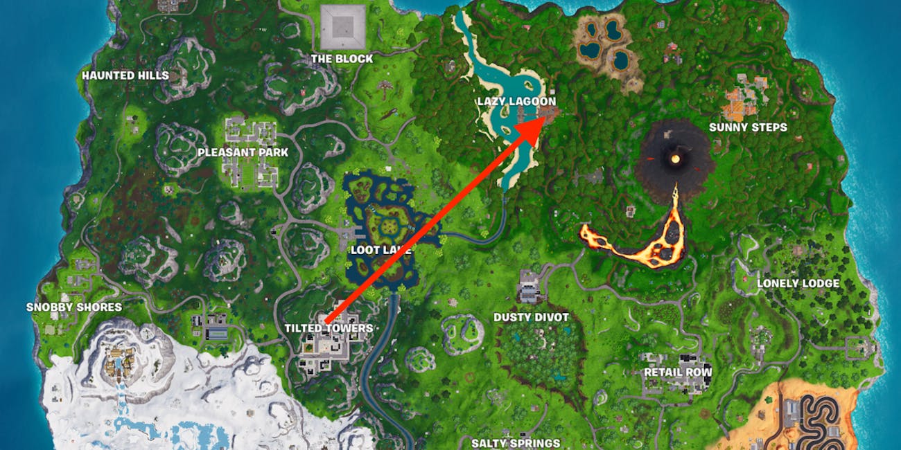 fortnite season 8 week 1 secret battle star location map and video inverse - fortnite lazy lagoon map