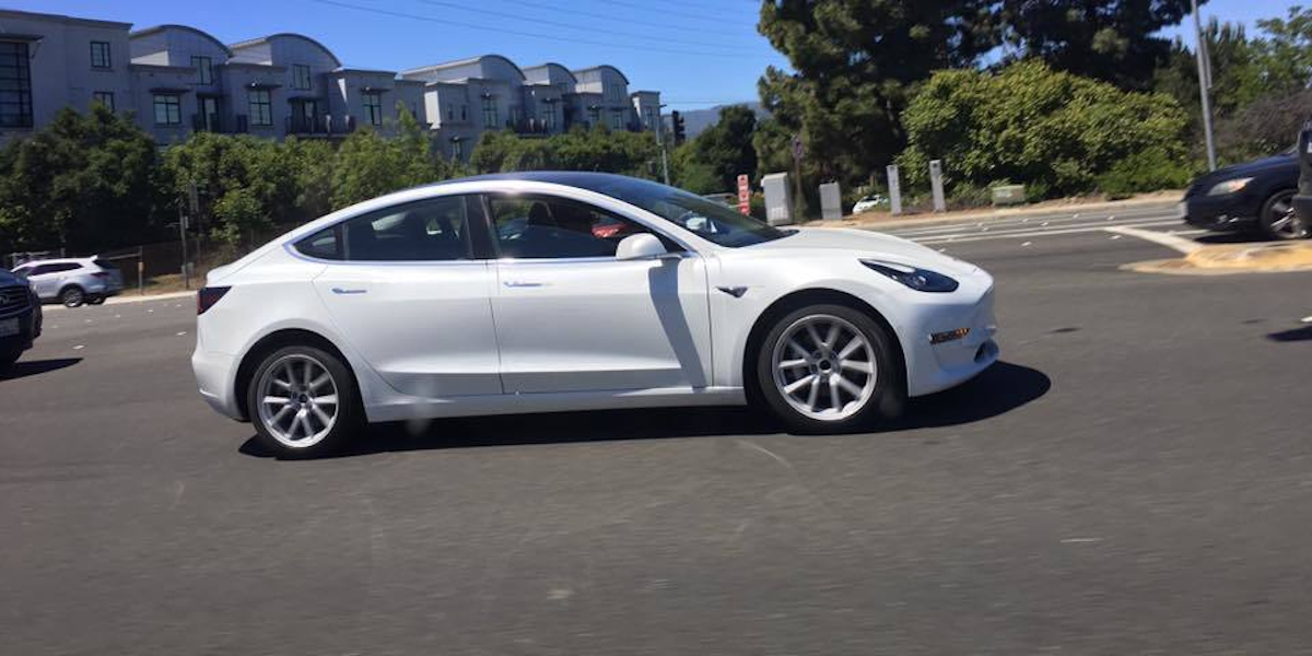 white tesla model 3 release candidate spotted palo alto