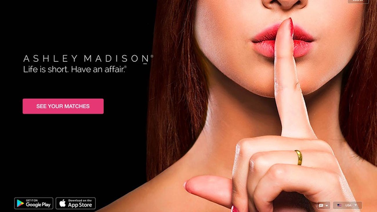 Ashley Madison's branding during the data leak
