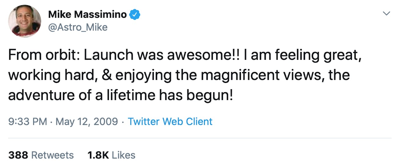Massimino sharing from space.