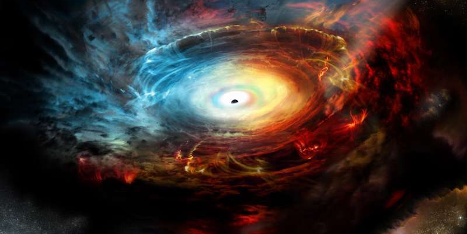 Artist's impression of the black hole at the center of Messier 77.
