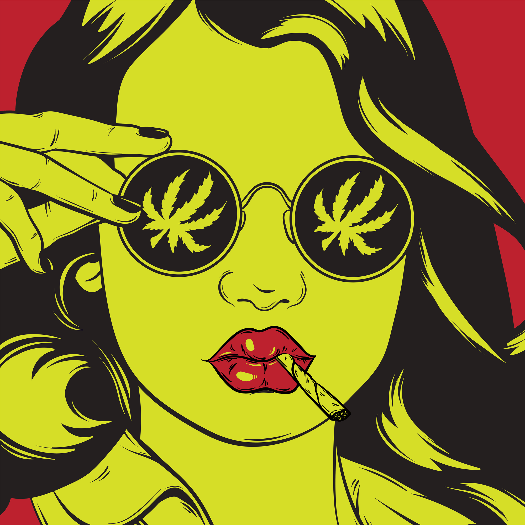 Download Cool Drawn Smoking Anime Girl Smoking Weed