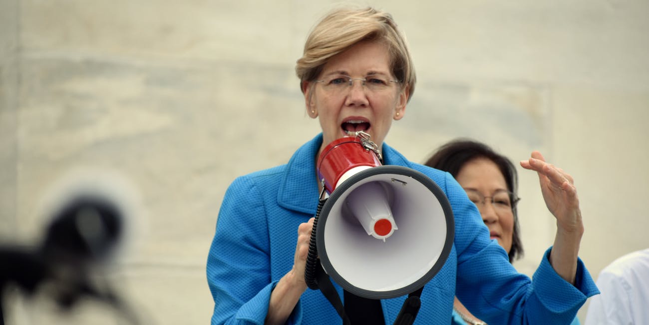 WASHINGTON, DC -- JULY 25 2016: Senators addresses crowds outside the Capitol protesting the GOP health bill.