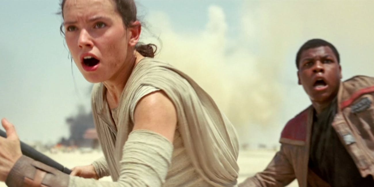 Rey and Finn shocked rise skywalker