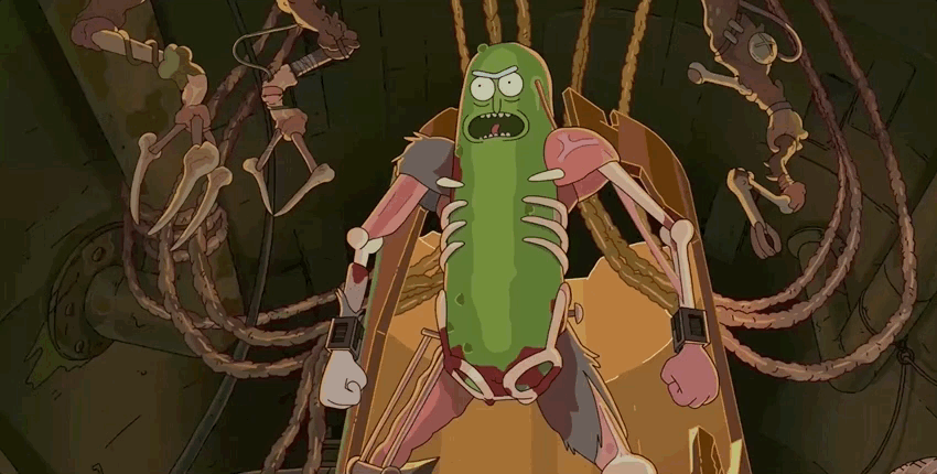 pickle-ricks-first-big-battle-is-against-an-army-of-crazy-rats.gif