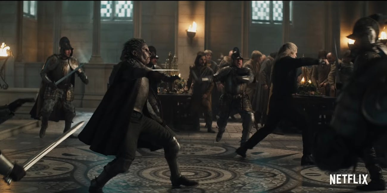 Duny and Geralt battle Cintrian Forces Witcher Netflix