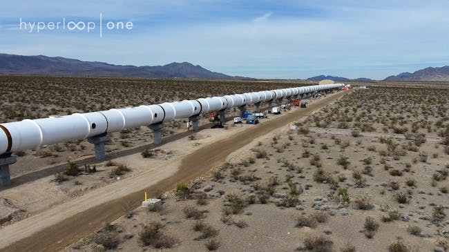 The Hyperloop One Test track in the Nevada desert.