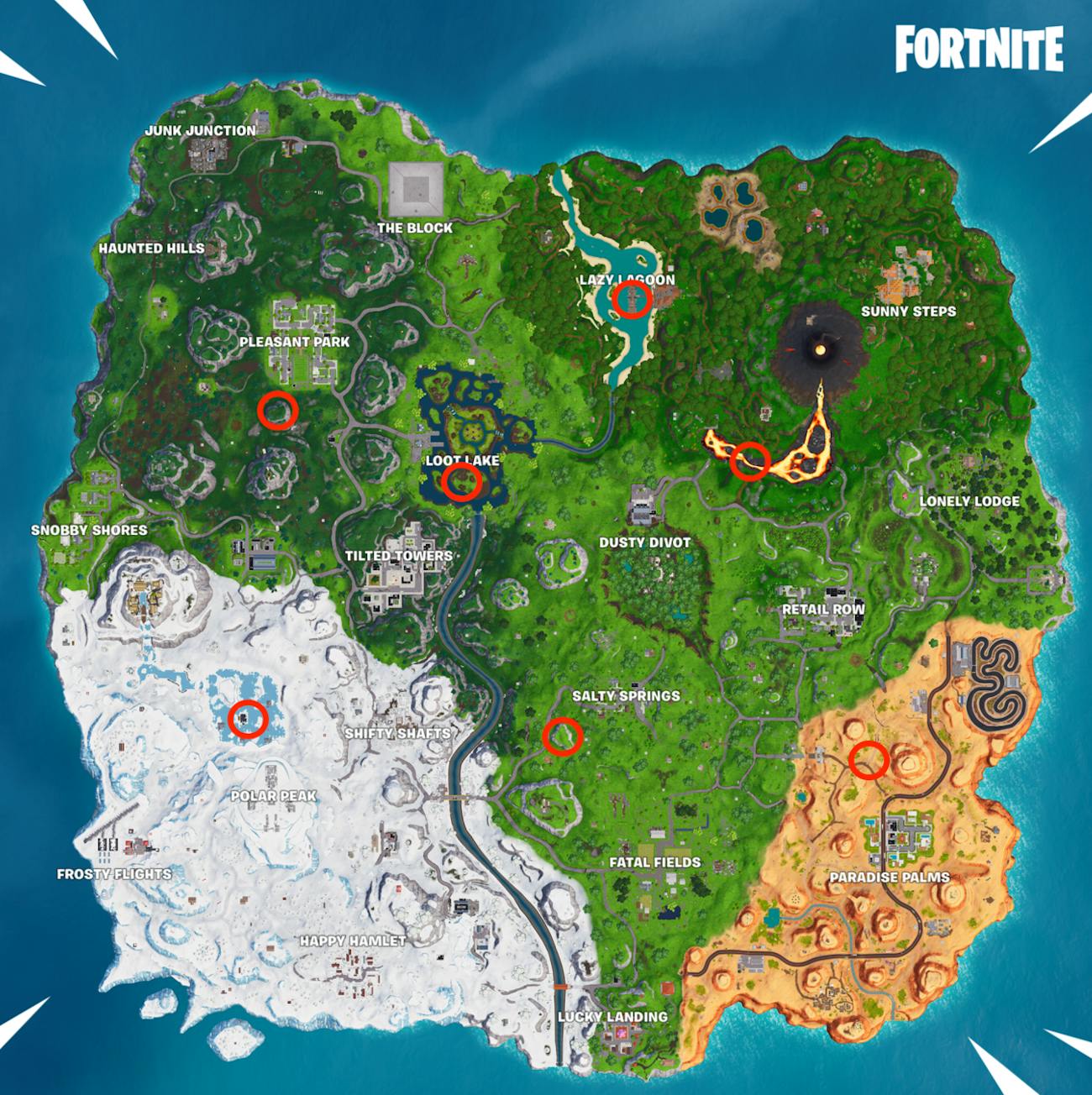 Fortnite Flaming Hoop Locations Map Where To Launch Through With - fortnite season 8 week 10 flaming hoop