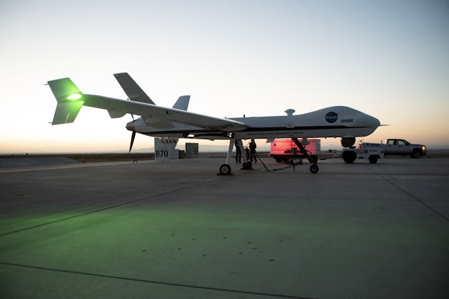 NASA airplane gearing up for takeoff.