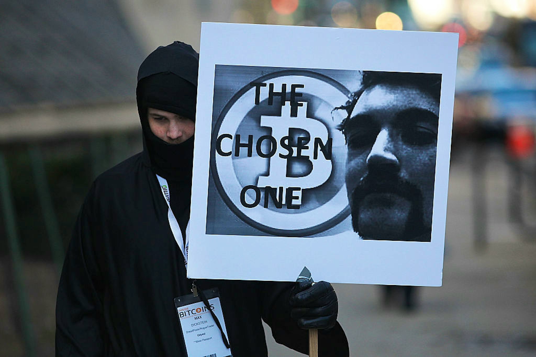 Max Dickstein stands with other supporters of Ross Ulbricht, the alleged creator and operator of the Silk Road underground market, in front of a Manhattan federal court house on the first day of jury selection for his trial on January 13, 2015 in New York City.