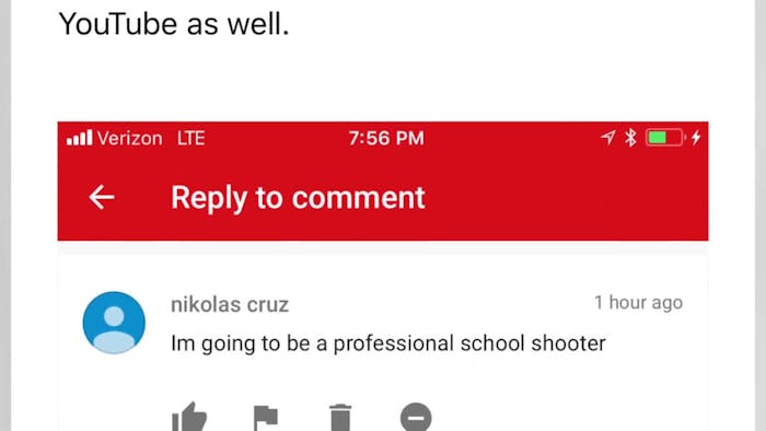 A screenshot of Cruz's comment.