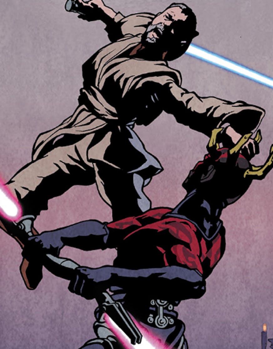 Darth Maul fights an elder Obi-Wan