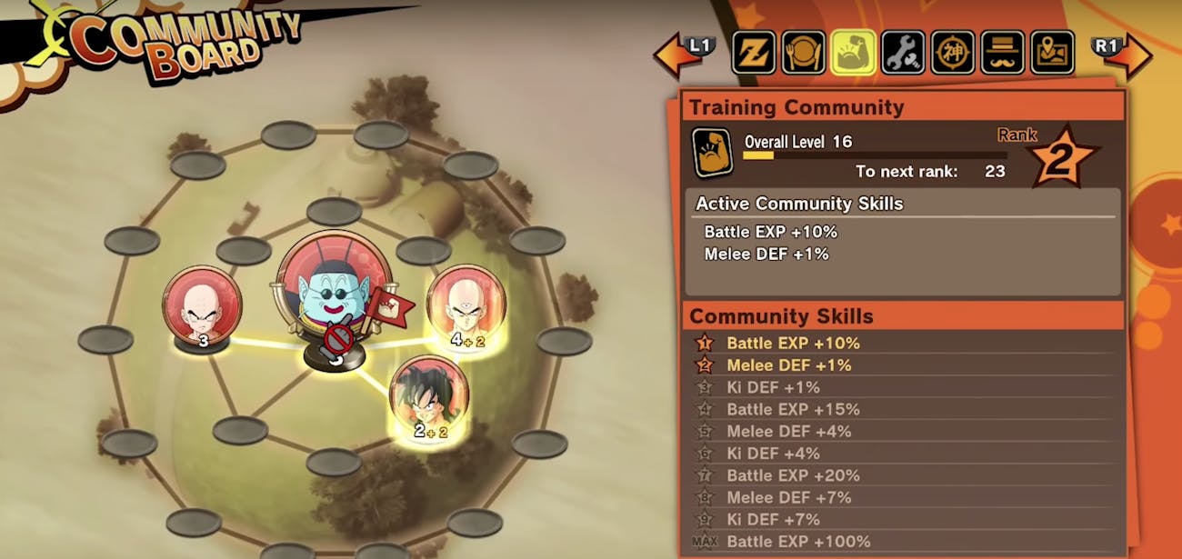 dbz kakarot training community board