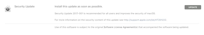 The software update window.