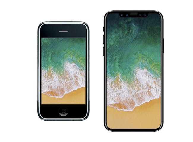 The original iPhone compared to the iPhone 8.