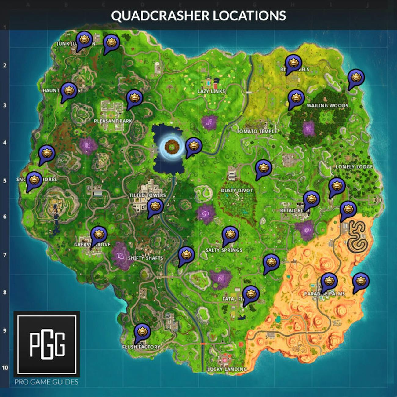 Fortnite Vehicle Timed Trial Locations Video Map And Guide For - fortnite quadcrashers