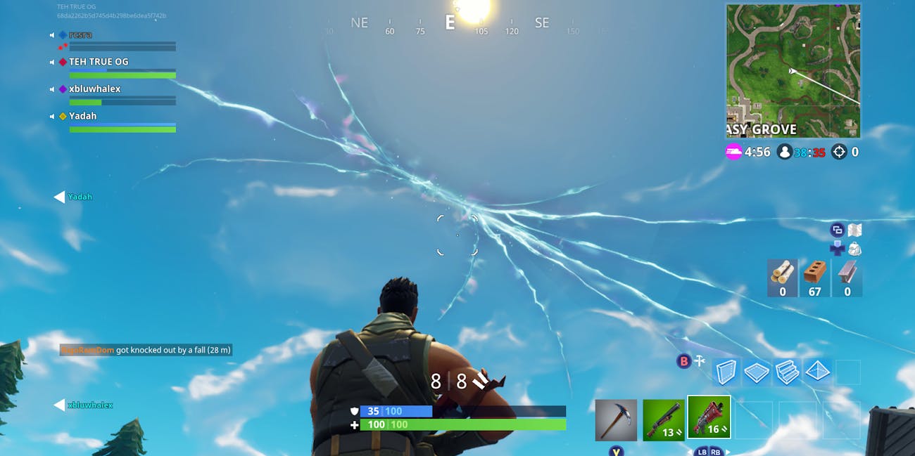 fortnite rocket failed to destroy tilted towers but cracked the sky - crack fortnite