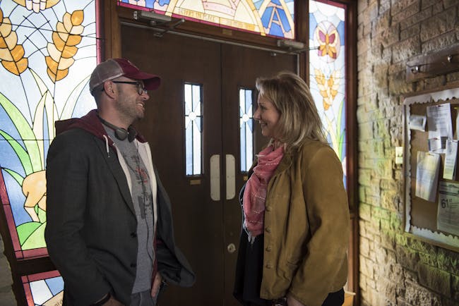 Damon Lindelof and Mimi Leder filming 'The Leftovers' Season 3