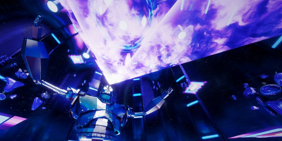 The Iron Giant appears in a 'Ready Player One'-themed VR dance club.