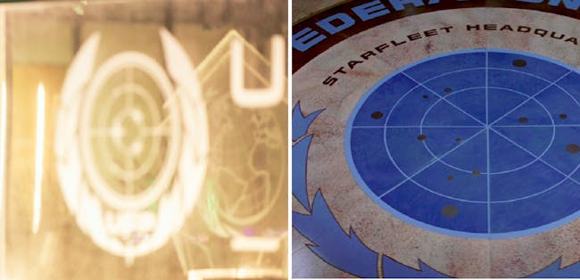 LEFT: The Federation seal in the 'Discovery' finale. RIGHT: The Federation seal in 'Star Trek: The Motion Picture' (1979)