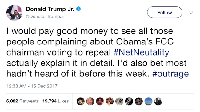 Trump Jr's tweet.