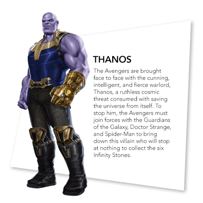 Thanos's 'Infinity War' bio.