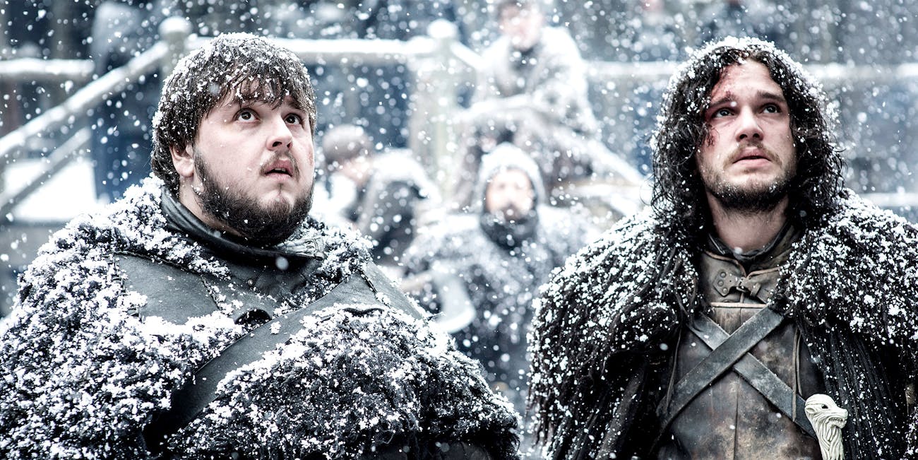 John Bradley and Kit Harington as Sam Tarly and Jon Snow in 'Game of Thrones'