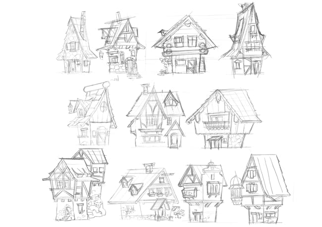Gerben Steenks' sketches of traditional German houses.