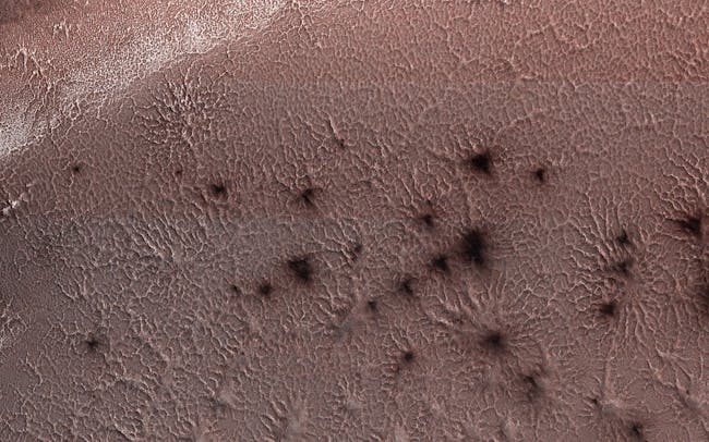 Spider formations on Mars' landscape