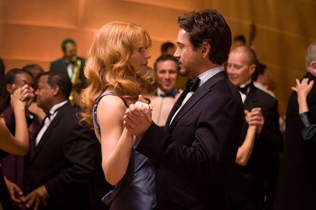 Pepper Potts (Gwyneth Paltrow) and Tony Stark (Robert Downey Jr.)