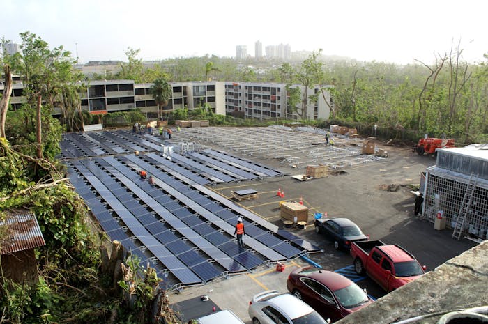 The solar panels installed.
