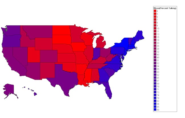 sat placement stats by state