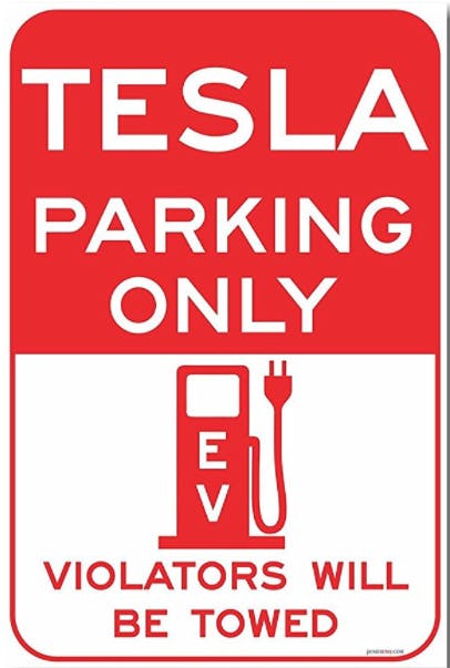 Tesla Parking Only Sign
