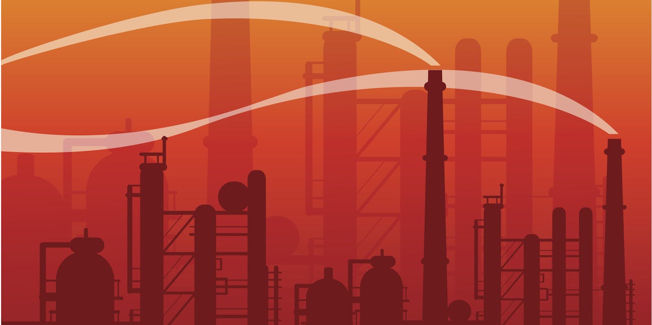 industrial landscape in smog