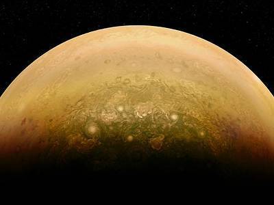 Image of Jupiter's swirling atmosphere created by a citizen scientist and Juno's JunoCam instrument. 