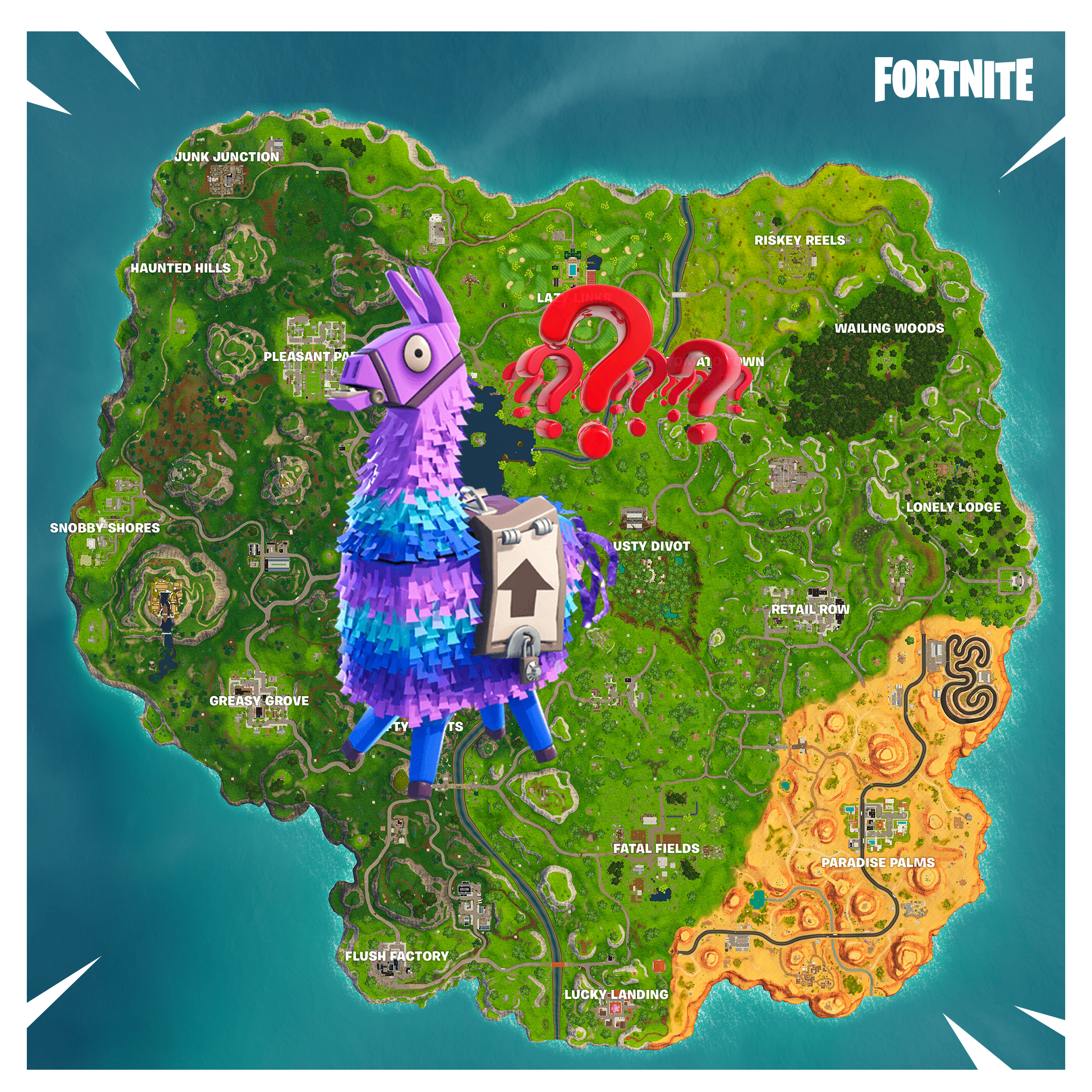 fortnite supply llama locations where to find them on the map inverse - 5 highest spots fortnite