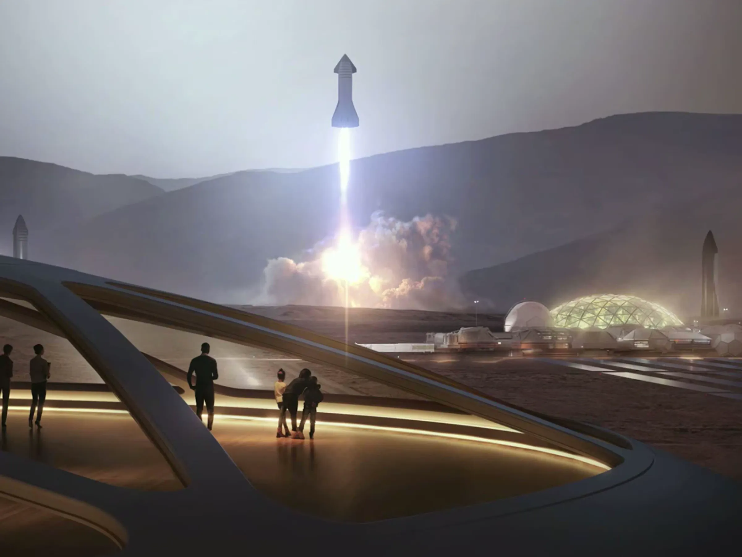 SpaceX Starship landing on Mars