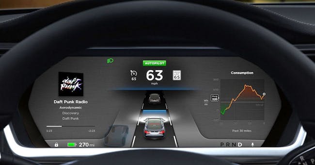 Tesla Autopilot offers a head-up display of how the car interprets the road.