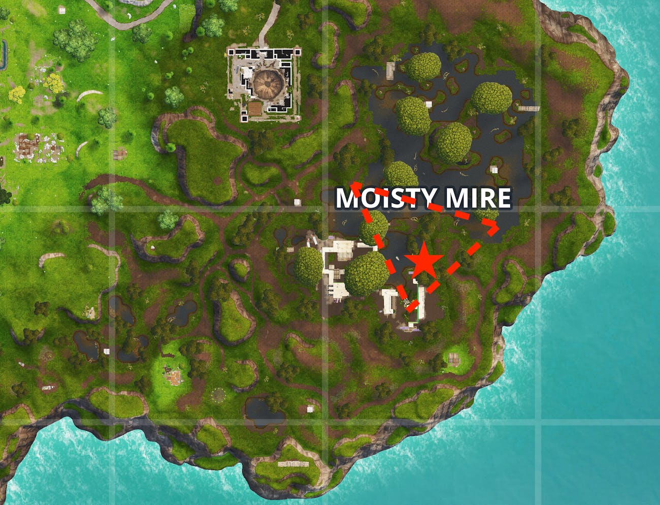 here s the zone that you ll have to search in for the fortnite - fortnite week 4 challenges treasure map