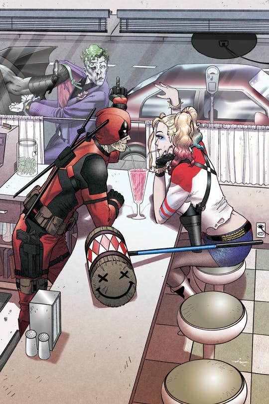 Deadpool and Harley Quinn fanart by Ian Navarro