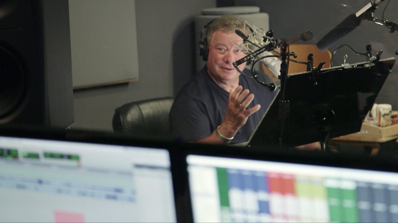 Shatner recording the voice of Phil in 'Aliens Ate My Homework'