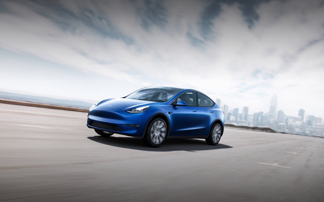 Model Y in blue.