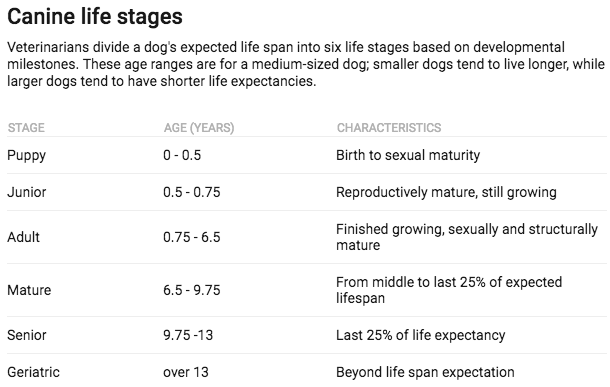 Dog Life Expectancy Chart
