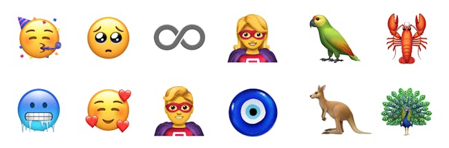 12 of Apple's 70 new emoji that will appear on devices later this year.