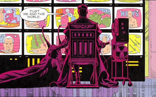 Ozymandias watches TV.